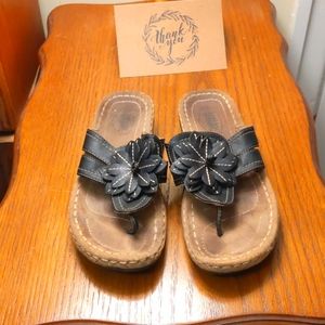Black Flowered Sandals